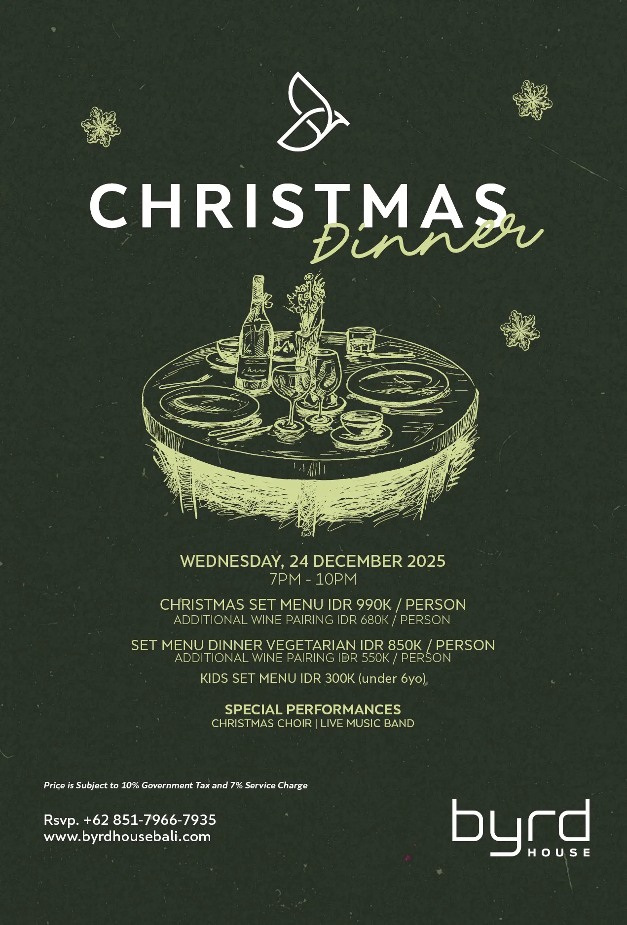 Christmas Dinner - Special Offers Byrd House